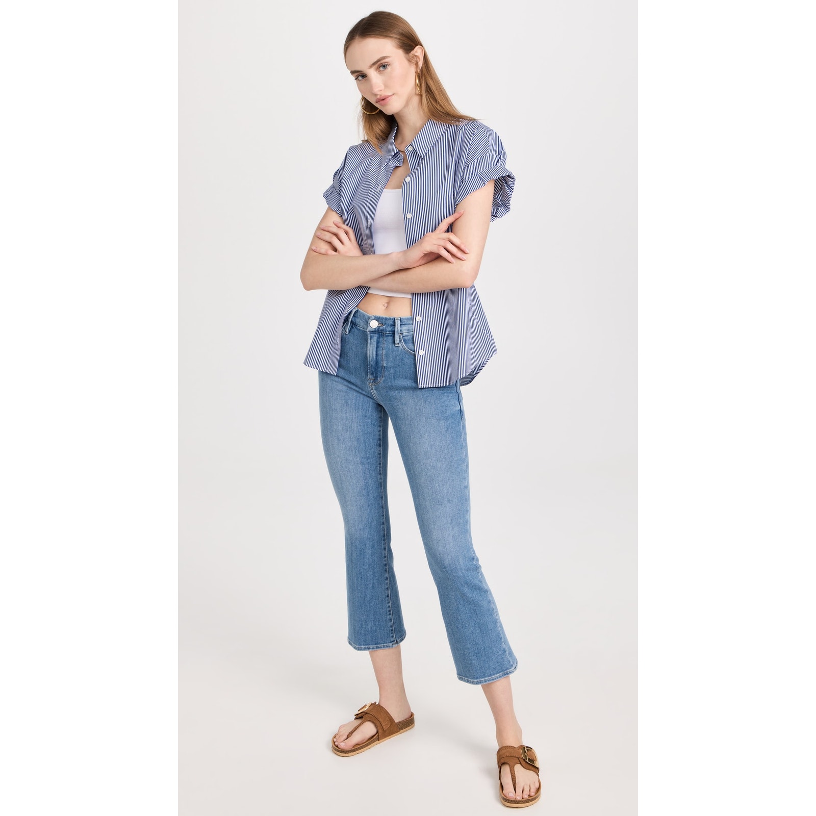 [Frame Denim] Jonah Medium Wash Mid Rise Le Crop Mini Boot Jeans Stretch Sz 26